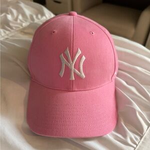 Pink NY Yankees Baseball Cap with White Logo